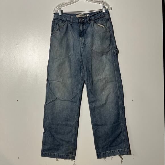Vintage Y2K GAP Carpenter 100% Cotton Distressed Blue Denim Jeans Men’s 31x32 - Picture 1 of 7